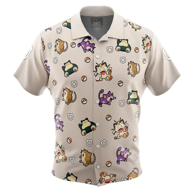 Normal Type Pattern Pokemon Button Up Hawaiian Shirt