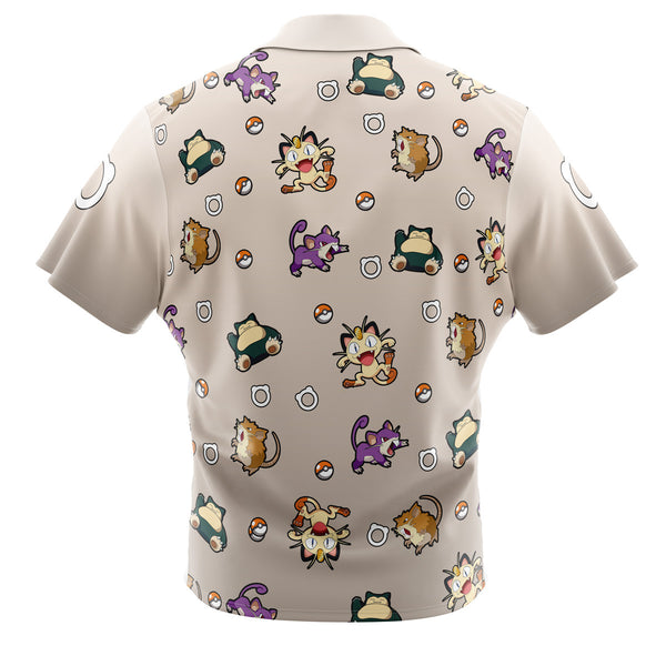 Normal Type Pattern Pokemon Button Up Hawaiian Shirt