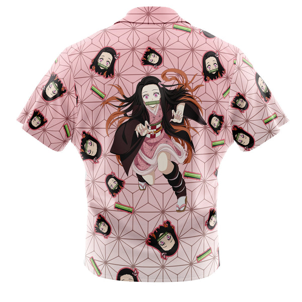 Nezuko Kamado Pattern Demon Slayer Button Up Hawaiian Shirt