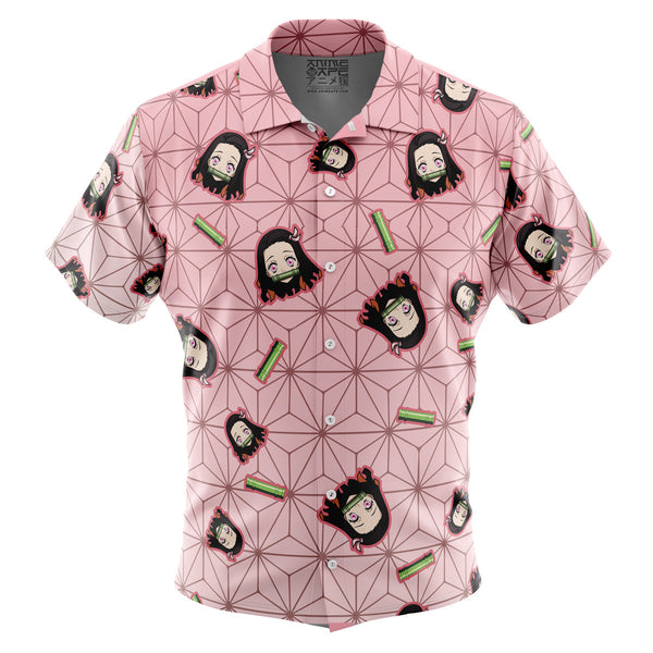 Nezuko Kamado Pattern Demon Slayer Button Up Hawaiian Shirt