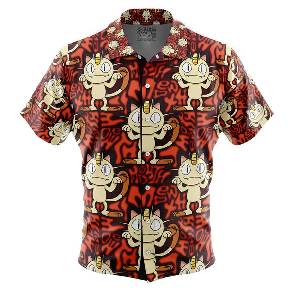 Meowth Pokemon Button Up Hawaiian Shirt