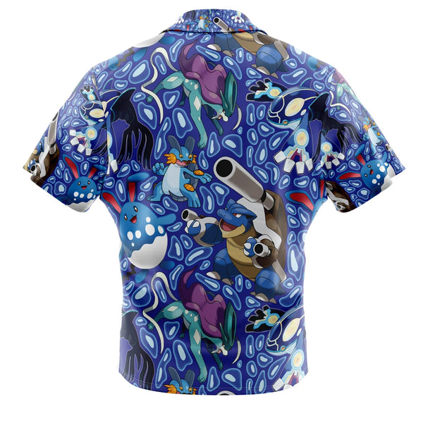 Water Type Pokemon Pokemon Button Up Hawaiian Shirt