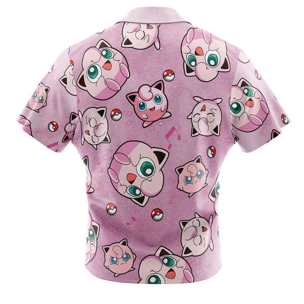 Jigglypuff Pattern Pokemon Button Up Hawaiian Shirt