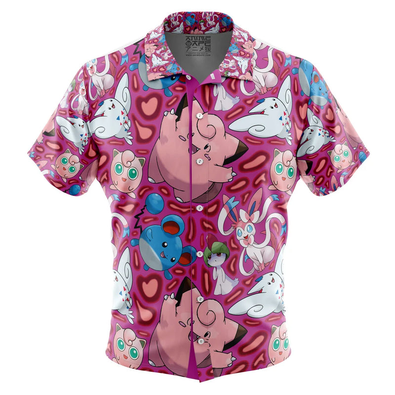 Fairy Type Pattern Pokemon Button Up Hawaiian Shirt