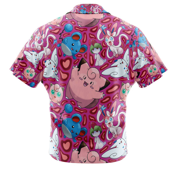 Fairy Type Pattern Pokemon Button Up Hawaiian Shirt