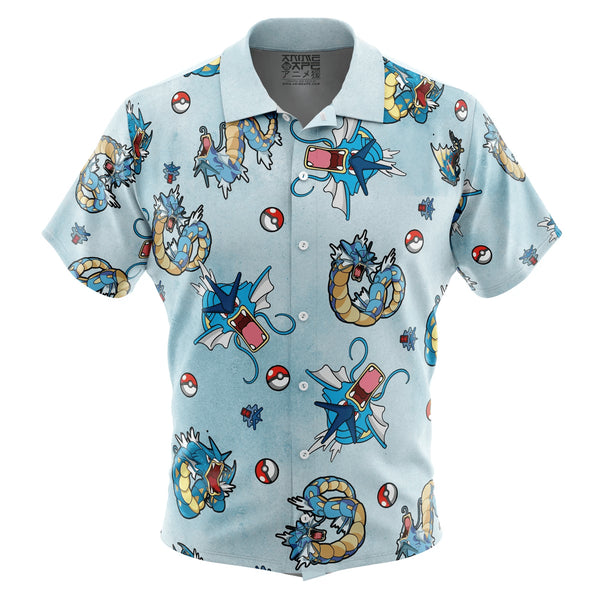 Gyrados Pattern Pokemon Button Up Hawaiian Shirt