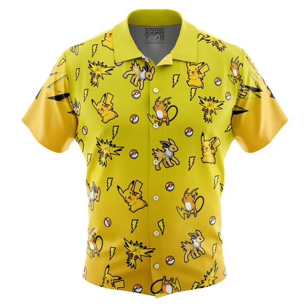 Electric Type Pattern Pokemon Button Up Hawaiian Shirt