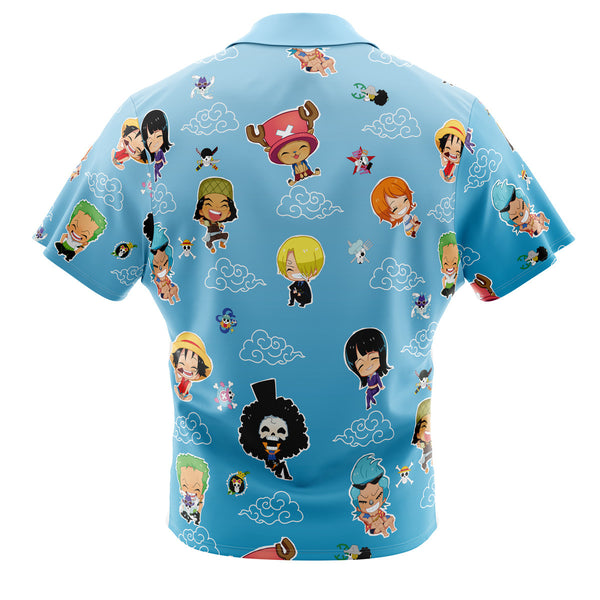 Chibi Strawhat Crew Pattern One Piece Button Up Hawaiian Shirt