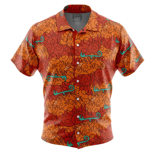 Mera Mera No Mi Luffy Devil Fruit One Piece Button Up Hawaiian Shirt