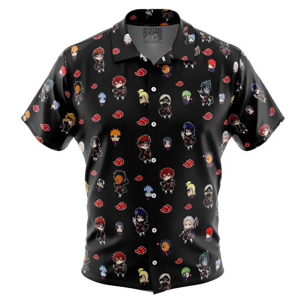 Chibi Akatsuki Pattern Naruto Button Up Hawaiian Shirt