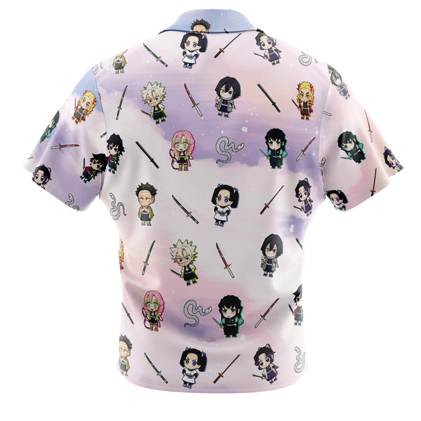 Chibi Hashira Pattern Demon Slayer Button Up Hawaiian Shirt