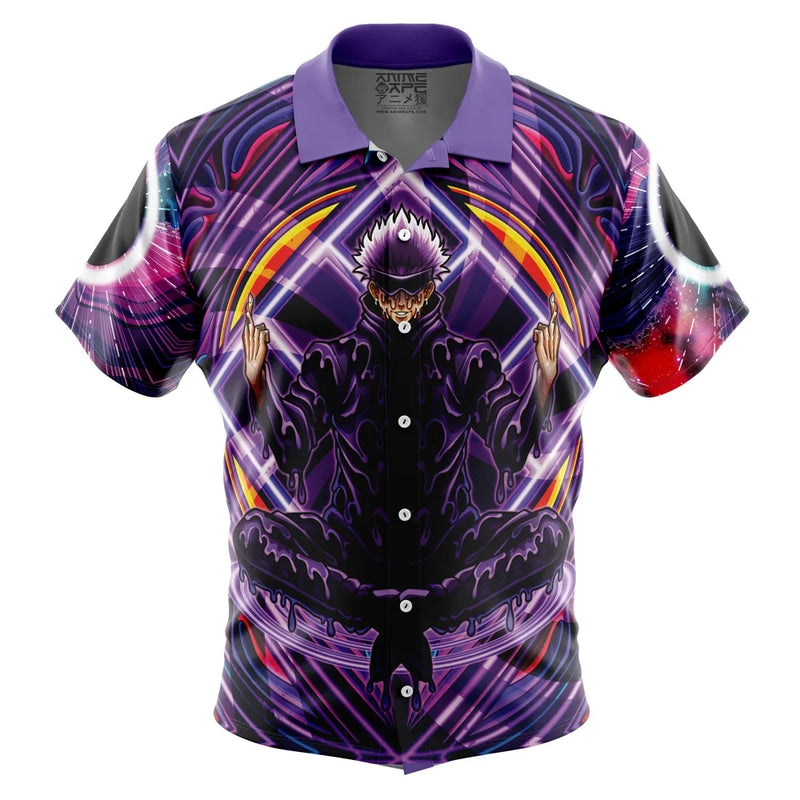 Trippy Gojo Satoru V2 Jujutsu Kaisen Button Up Hawaiian Shirt