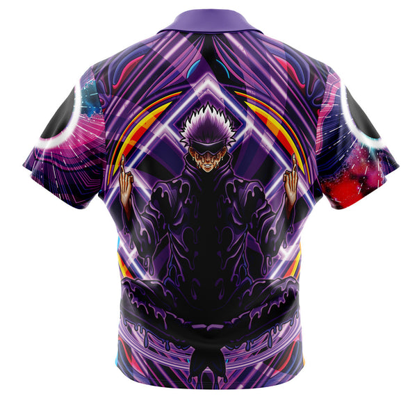 Trippy Gojo Satoru V2 Jujutsu Kaisen Button Up Hawaiian Shirt