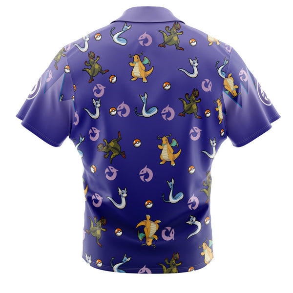 Dragon Type Pattern Pokemon Button Up Hawaiian Shirt