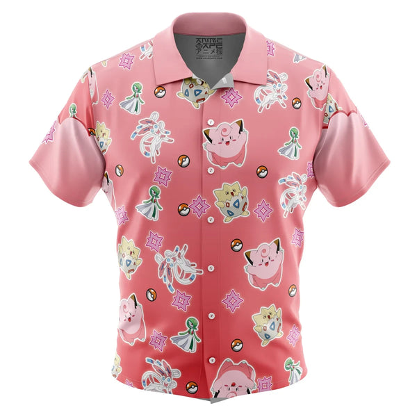 Fairy Type Pattern Pokemon Button Up Hawaiian Shirt