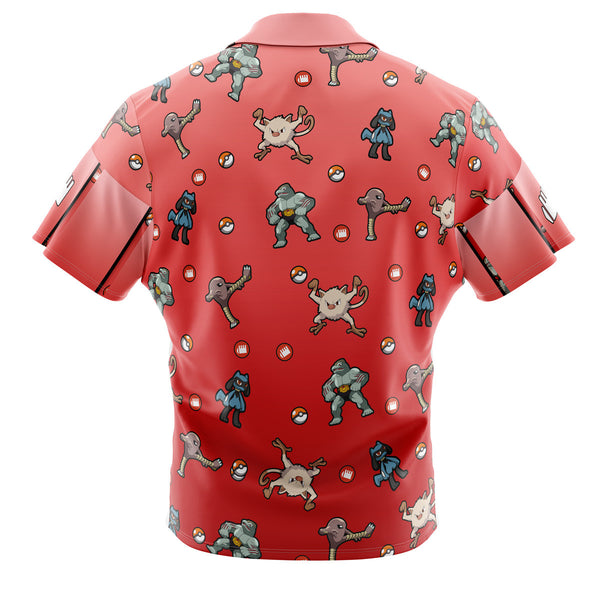 Fighting Type Pattern Pokemon Button Up Hawaiian Shirt