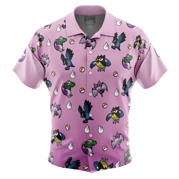 Flying Type Pattern Pokemon Button Up Hawaiian Shirt