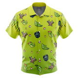 Bug Type Pattern Pokemon Button Up Hawaiian Shirt