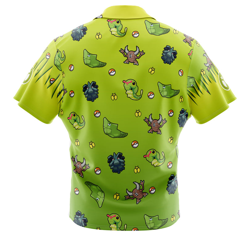 Bug Type Pattern Pokemon Button Up Hawaiian Shirt