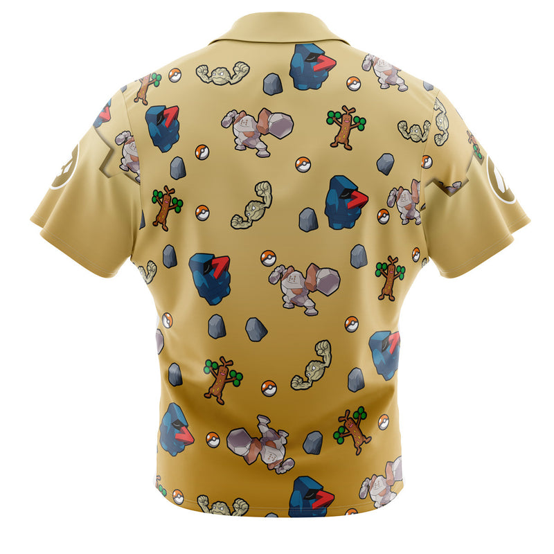 Rock Type Pattern Pokemon Button Up Hawaiian Shirt