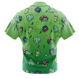 Grass Type Pattern Pokemon Button Up Hawaiian Shirt