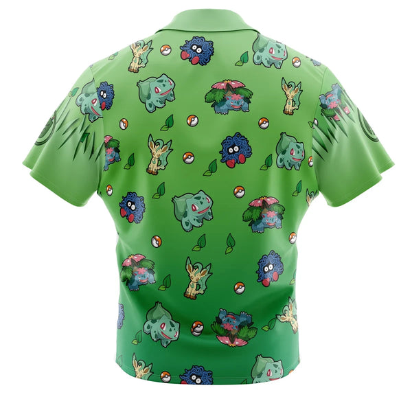 Grass Type Pattern Pokemon Button Up Hawaiian Shirt