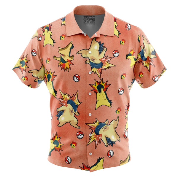 Typhlosion Pattern Pokemon Button Up Hawaiian Shirt