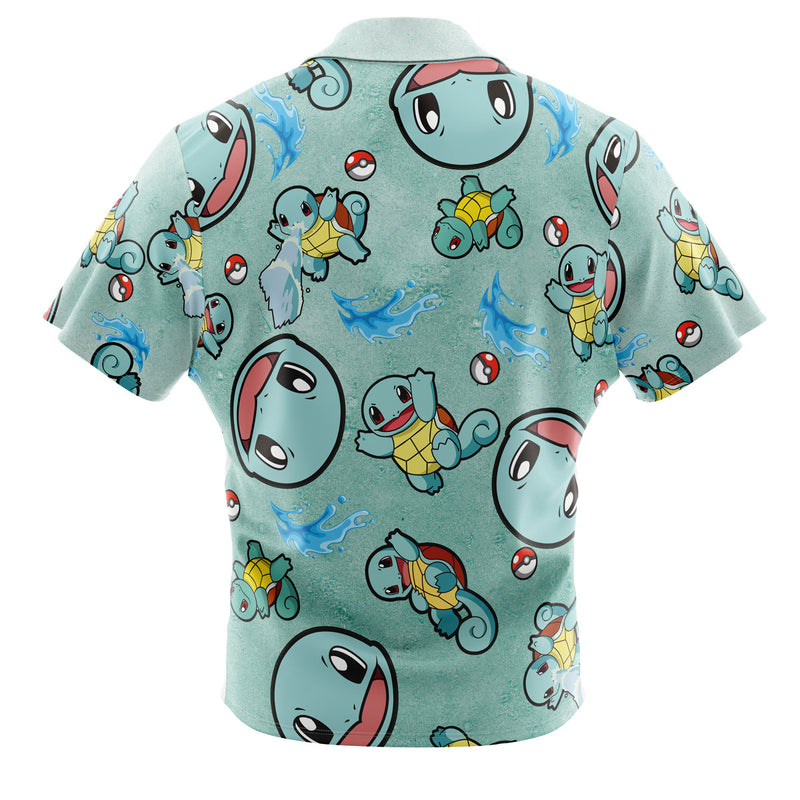 Squirtle Pattern Pokemon Button Up Hawaiian Shirt