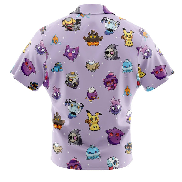 Chibi Ghost Pokemon Pattern Button Up Hawaiian Shirt