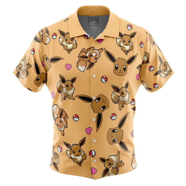 Eevee Pattern Pokemon Button Up Hawaiian Shirt