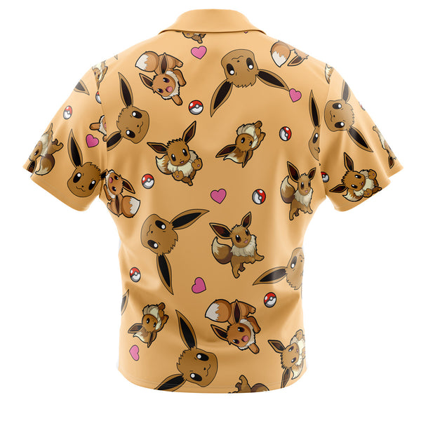 Eevee Pattern Pokemon Button Up Hawaiian Shirt