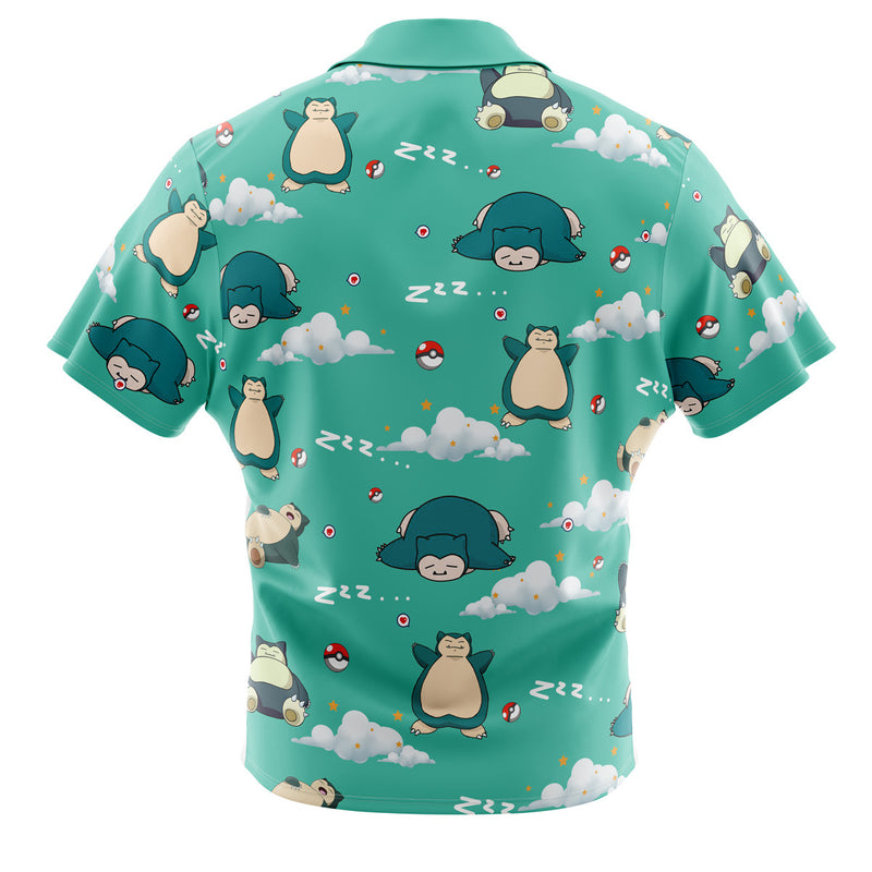 Snorlax Pattern Pokemon Button Up Hawaiian Shirt