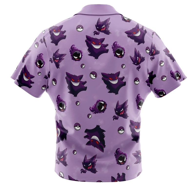 Gengar Pattern Pokemon Button Up Hawaiian Shirt