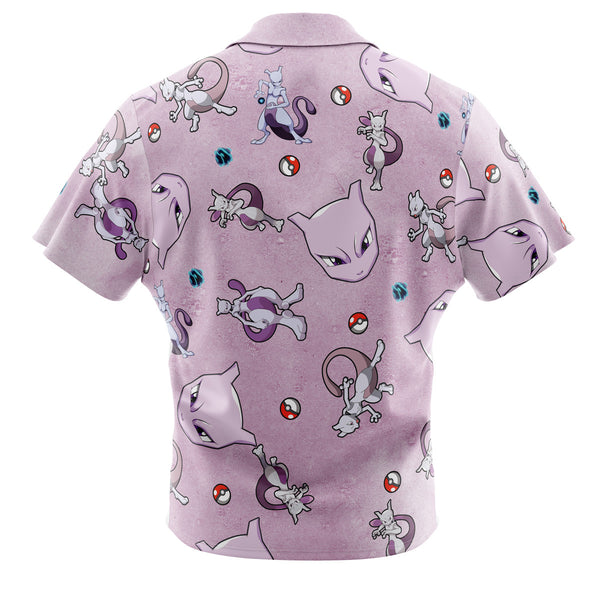 Mewtwo Pattern Pokemon Button Up Hawaiian Shirt