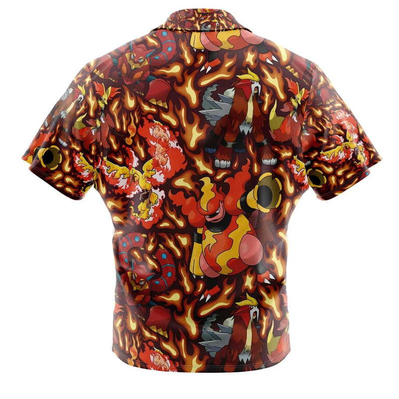 Fire Type Pokemon Pokemon Button Up Hawaiian Shirt