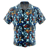 Lucario x Mega Lucario Pokemon Button Up Hawaiian Shirt