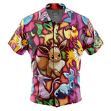 Eevee Evolutions Pokemon Button Up Hawaiian Shirt