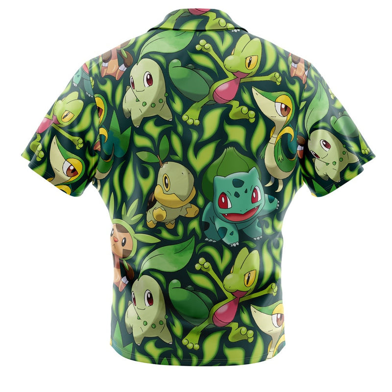 Grass Type Starters Pokemon Button Up Hawaiian Shirt