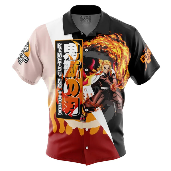 Kyojuro Rengoku Demon Slayer Button Up Hawaiian Shirt