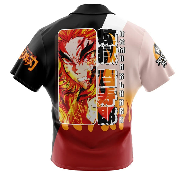 Kyojuro Rengoku Demon Slayer Button Up Hawaiian Shirt