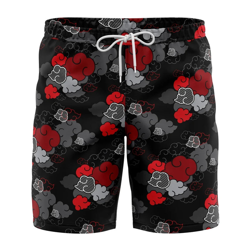 Black Aloha Akatsuki Naruto Board Shorts Swim Trunks