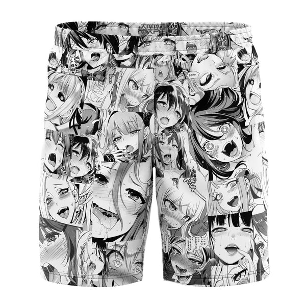 Ahegao Manga Collage Board Shorts Swim Trunks