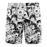 Ahegao Manga Collage Board Shorts Swim Trunks