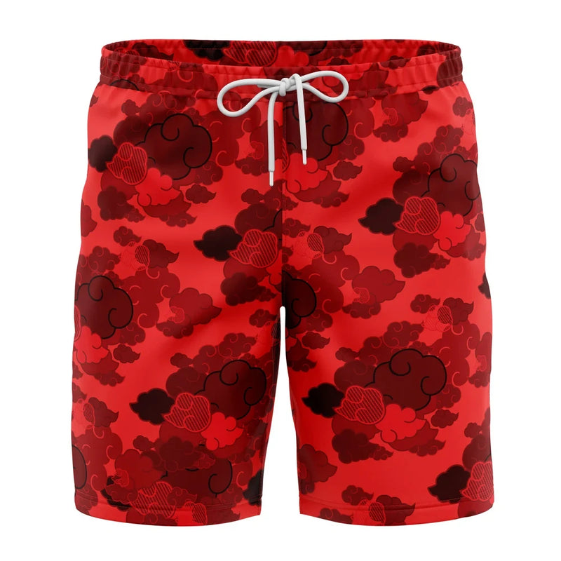 Red Aloha Akatsuki Naruto Board Shorts Swim Trunks