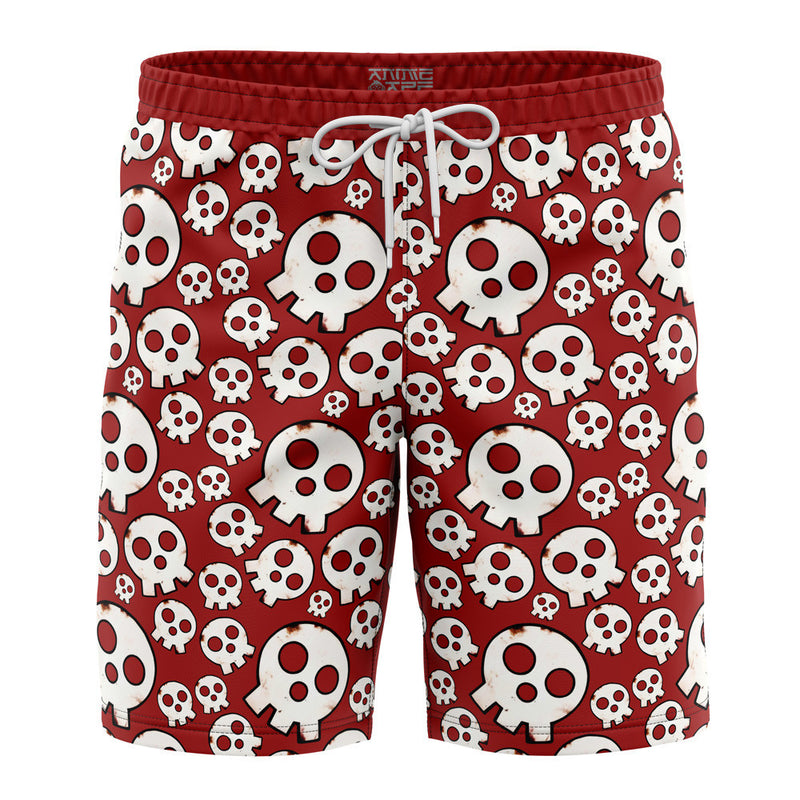 Skull Emblem Fire Force Board Shorts Swim Trunks