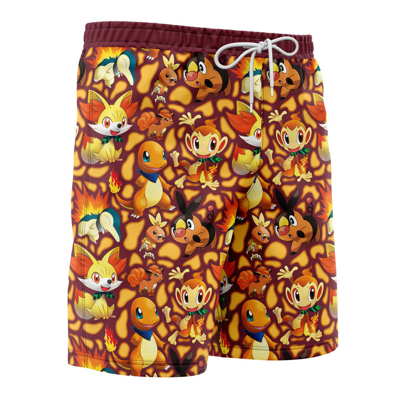 Fire Type Starters Pokemon Board Shorts Swim Trunks