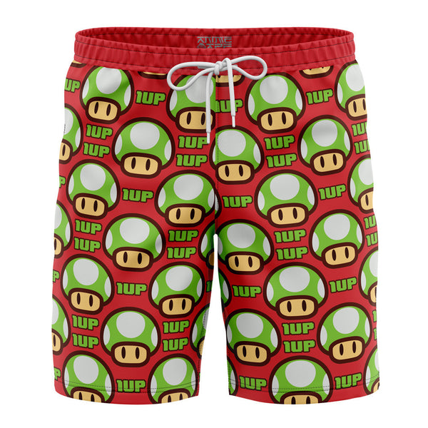 1Up Mushroom Super Mario Board Shorts Swim Trunks