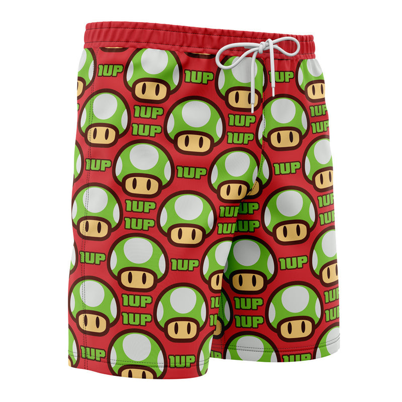 1Up Mushroom Super Mario Board Shorts Swim Trunks