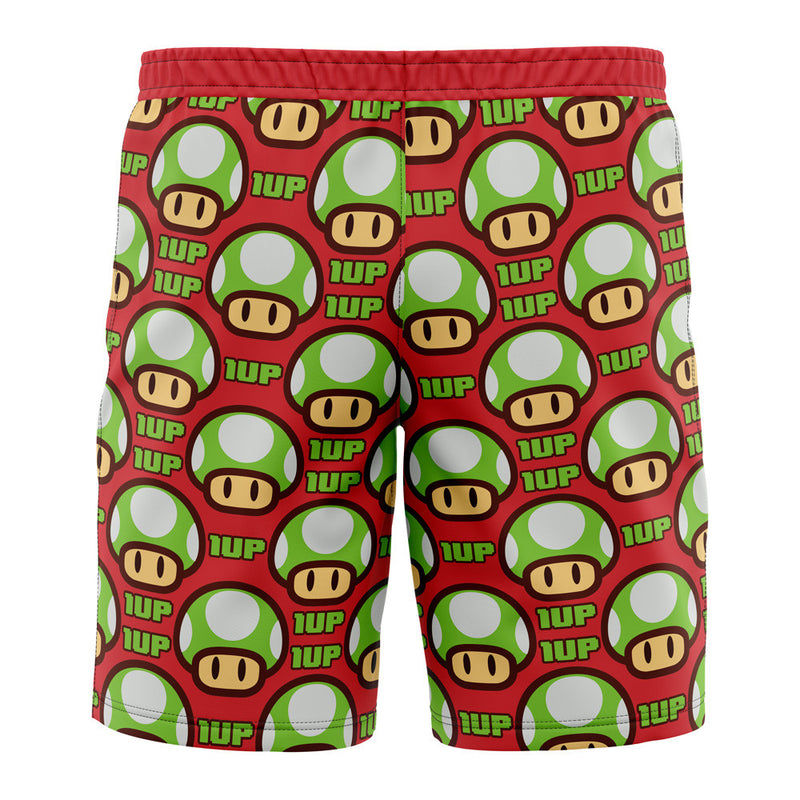 1Up Mushroom Super Mario Board Shorts Swim Trunks