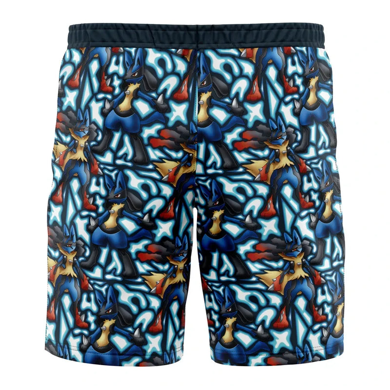 Lucario x Mega Lucario Pokemon Board Shorts Swim Trunks